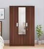 Joyce 3 Door Wardrobe With Mirror & Locker in Classic Walnut Finish