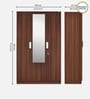 Joyce 3 Door Wardrobe With Mirror & Locker in Classic Walnut Finish