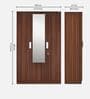 Joyce 3 Door Wardrobe With Mirror & Locker in Classic Walnut Finish