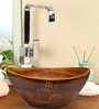 Oval Shape Ceramic Brown Counter Top Wash Basin (L: 17, W: 14, H: 6 Inches)