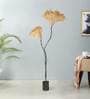 Gingko Gold Banana Fibre Paper Shade Floor Lamp With Grey Base