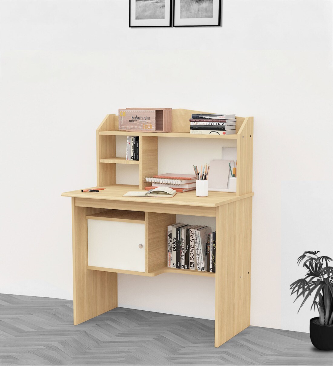 teak and white desk