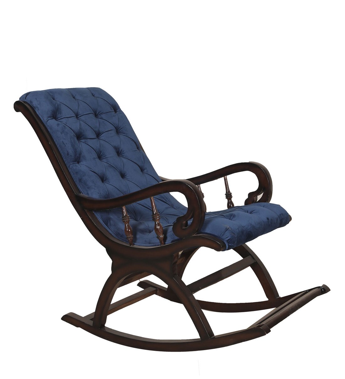 Buy June Rocking Chair With Blue Upholstery by Trendsbee Online