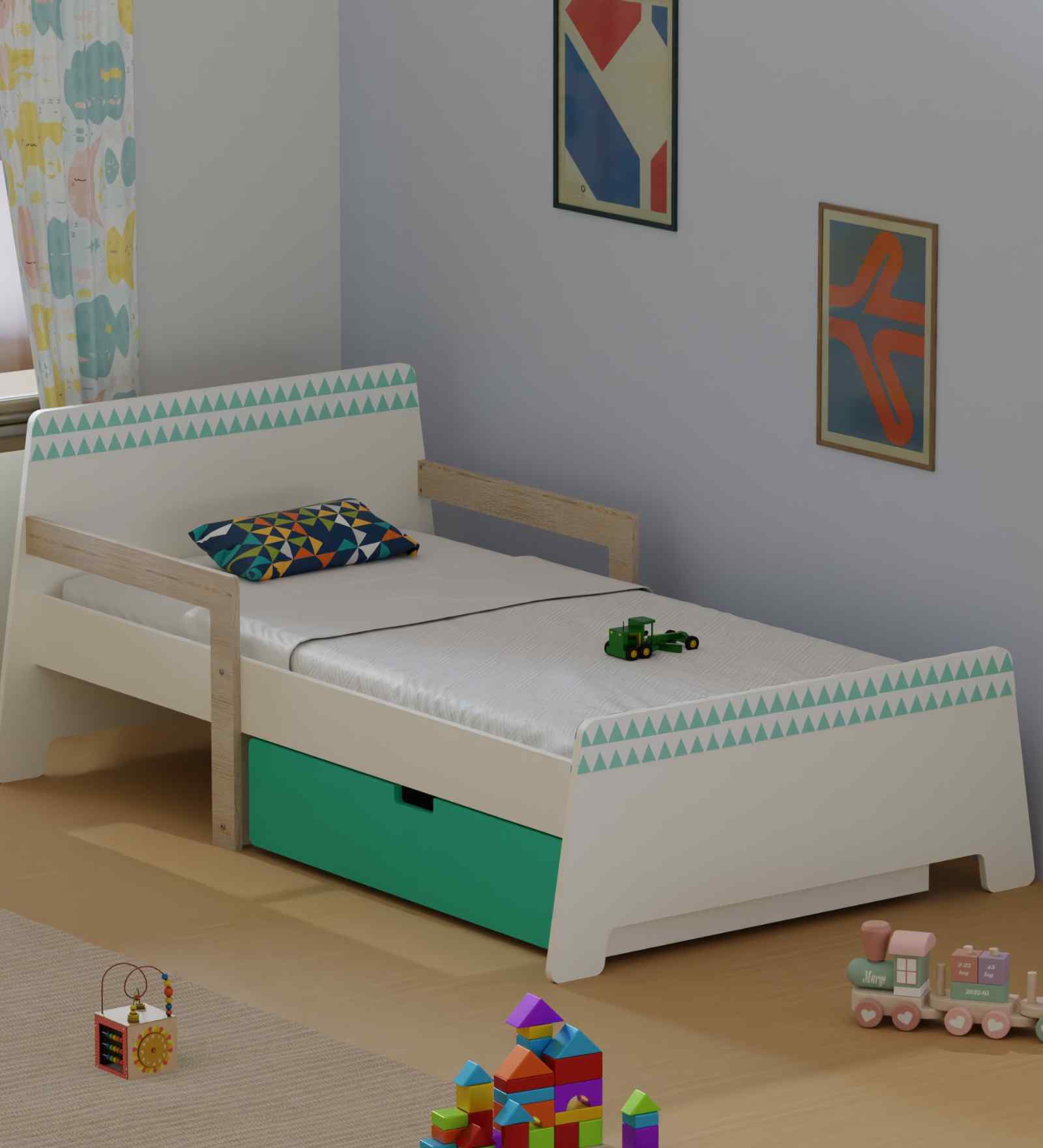 Jujube Kids Toddler Bed in Teal Finish