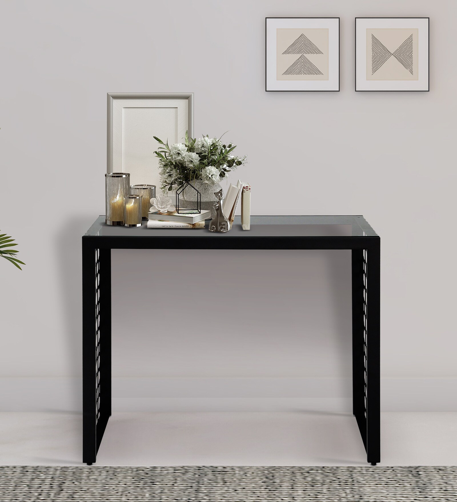 Julian Metal Console Table In Black Colour
