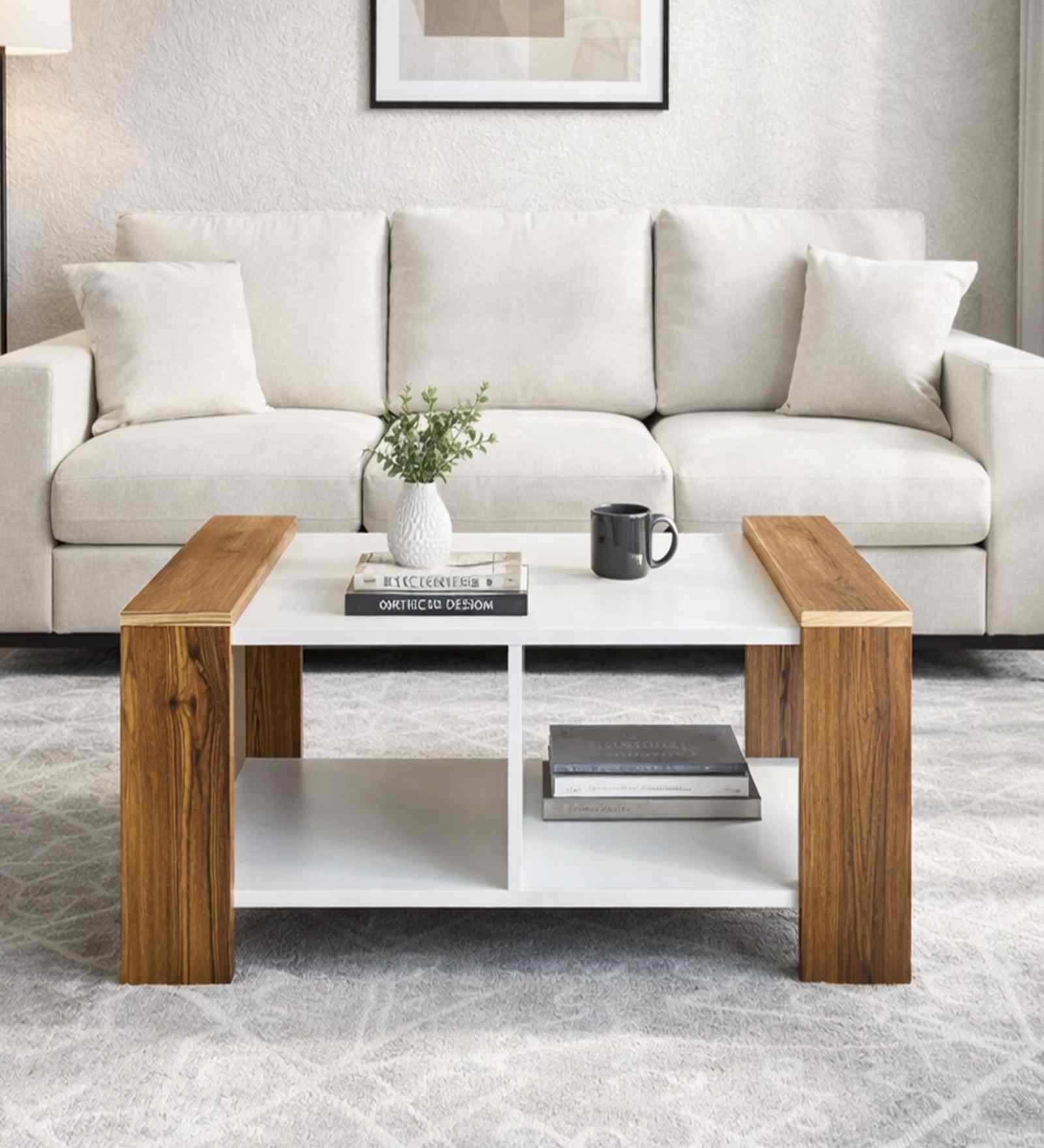 Jupiter Coffee Table In Frosty White & Four Season Dark Finish