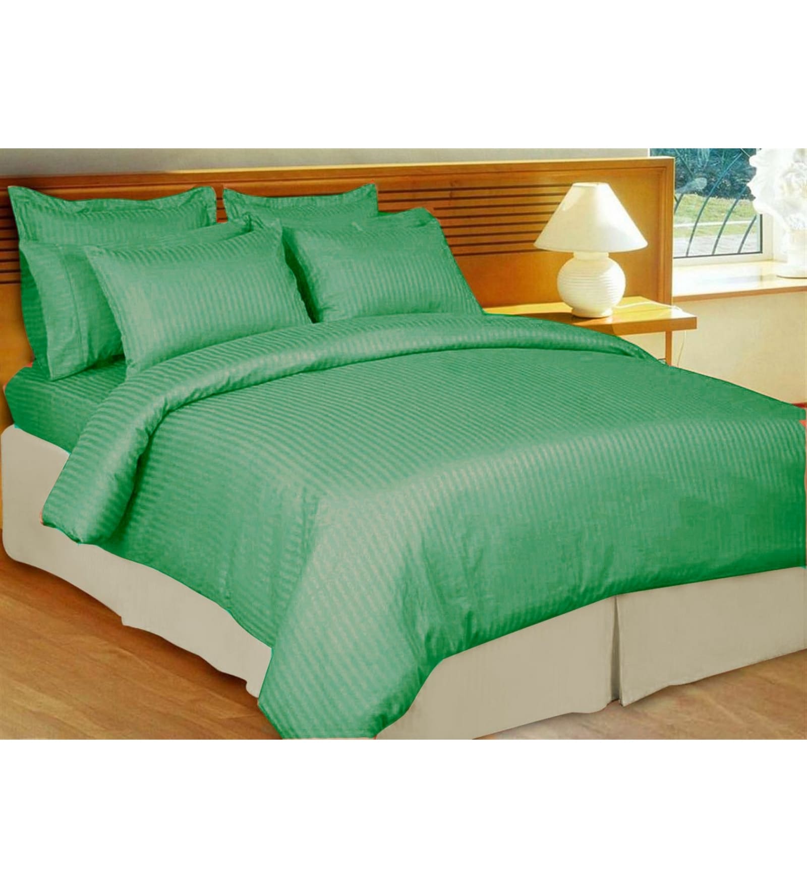 Buy Green Cotton Queen Size Fitted Bedsheet - Set of 3 by Just Linen ...