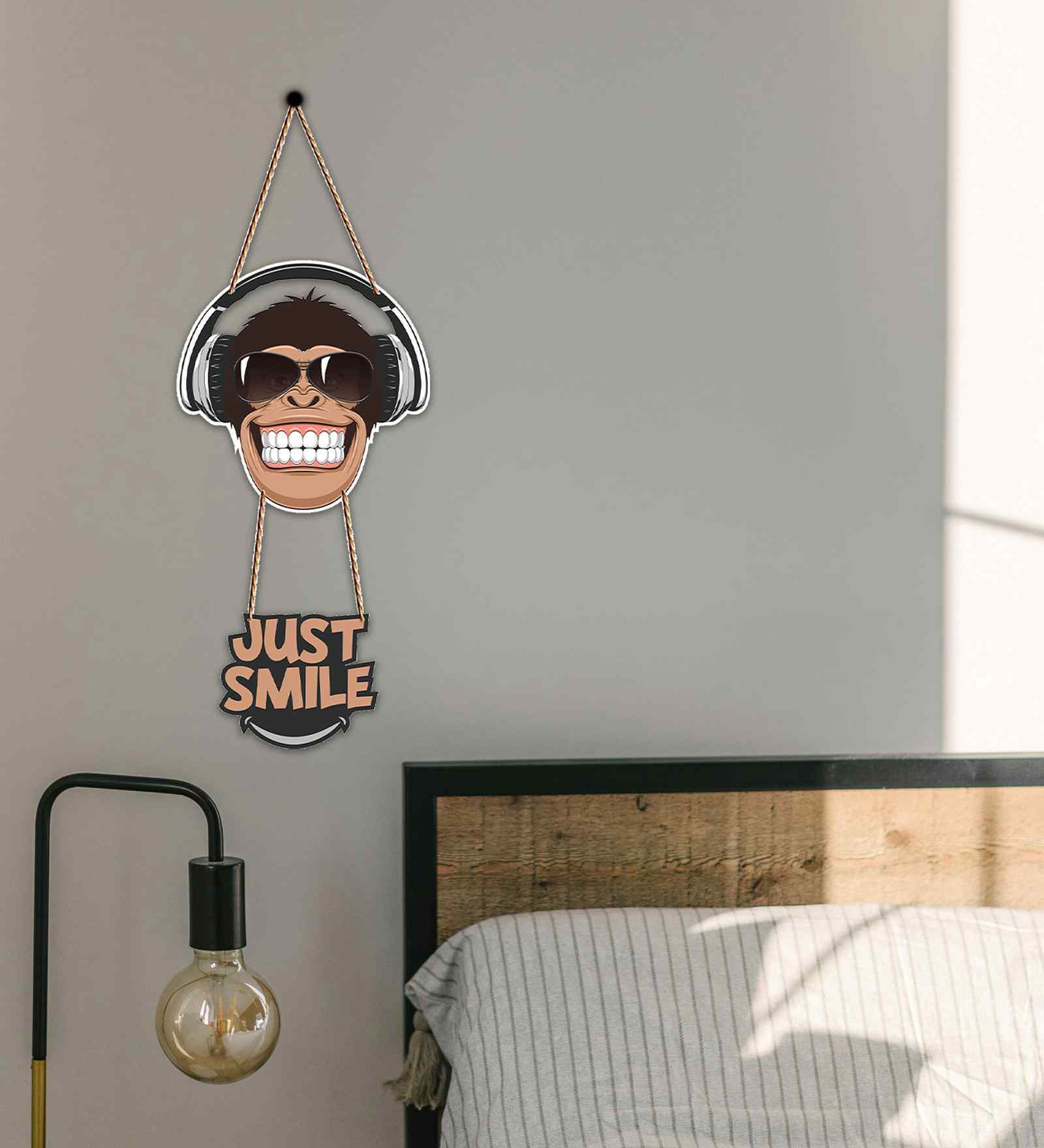 Just Smile Monkey Wooden Wall Hanging