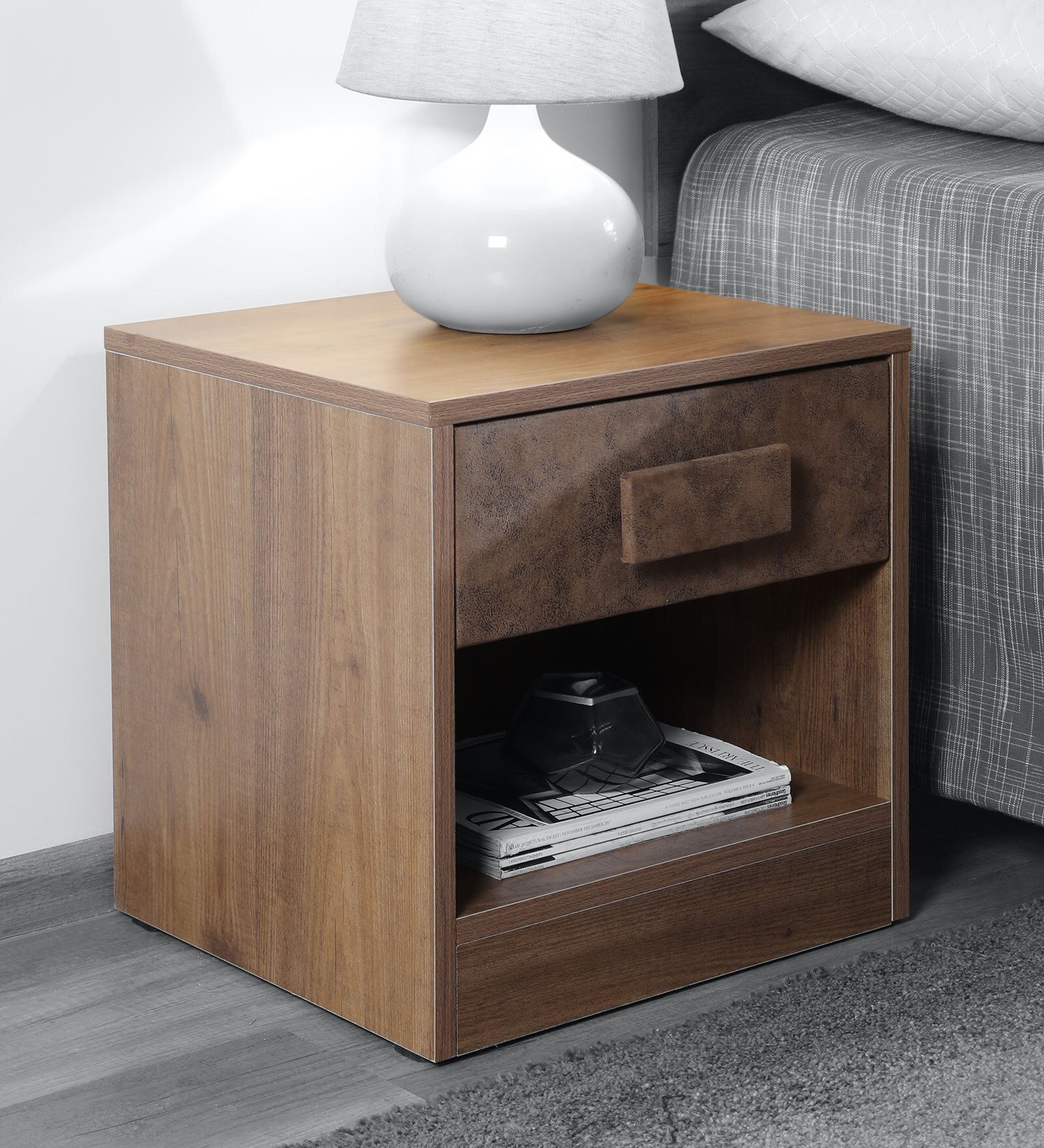 Justin Bedside Table in Night Stand in Finish with Drawer