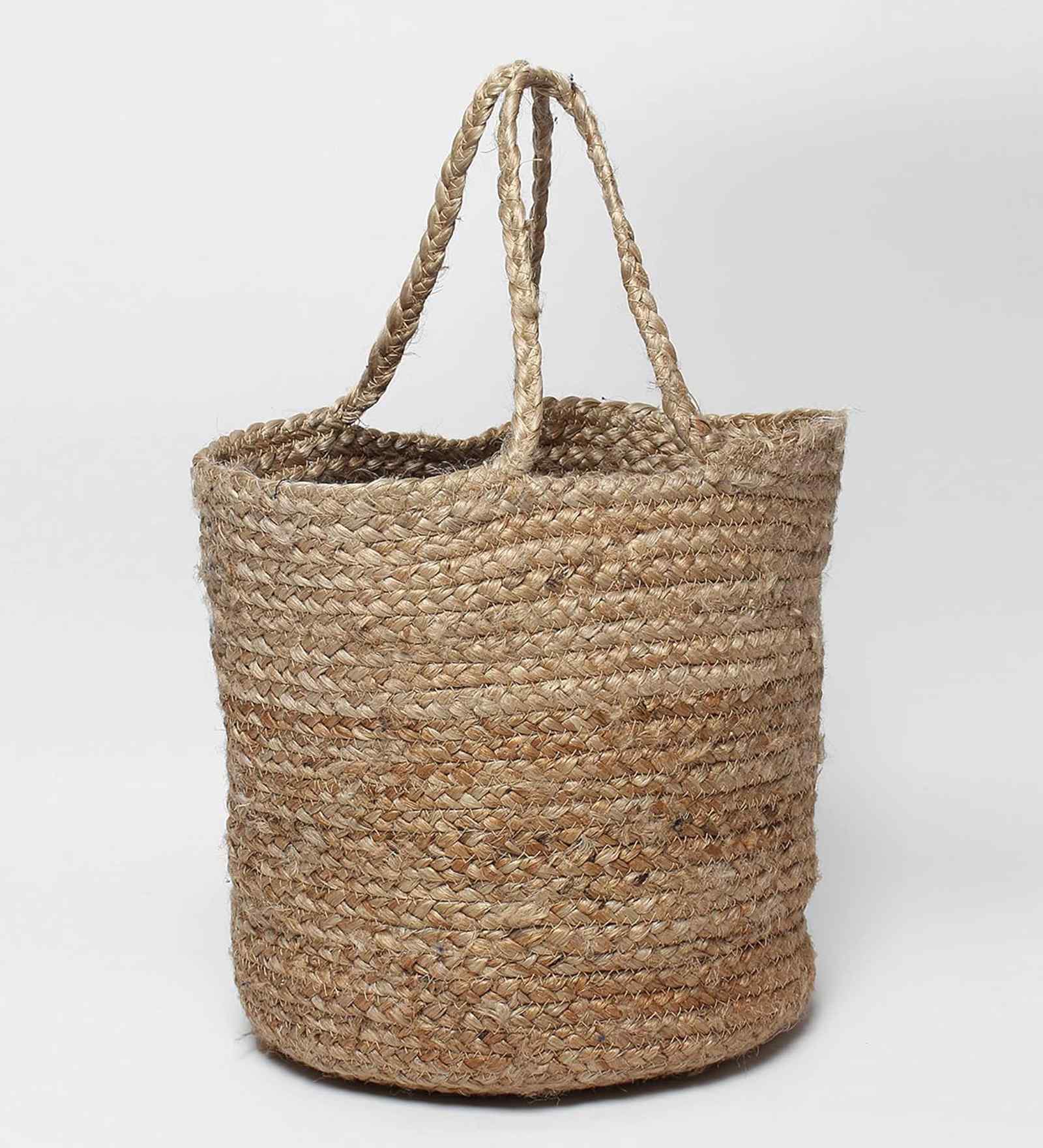 (1Pc) Beige Jute Handwoven Multipurpose Planter & Storage Basket