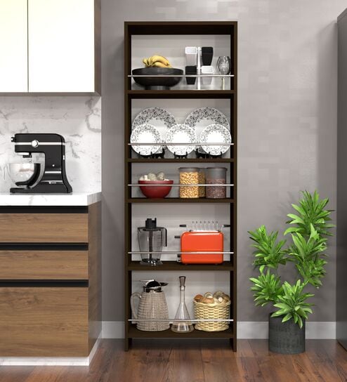 Julius Free Standing Tall units with 5 Open Shelves in Chiyoda Wange Finish