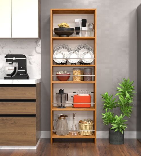 Julius Free Standing Tall units with 5 Open Shelves in Plateau Apple Finish