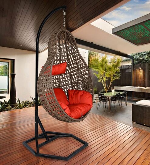 Jungfrau Wicker Swing In Brown Finish