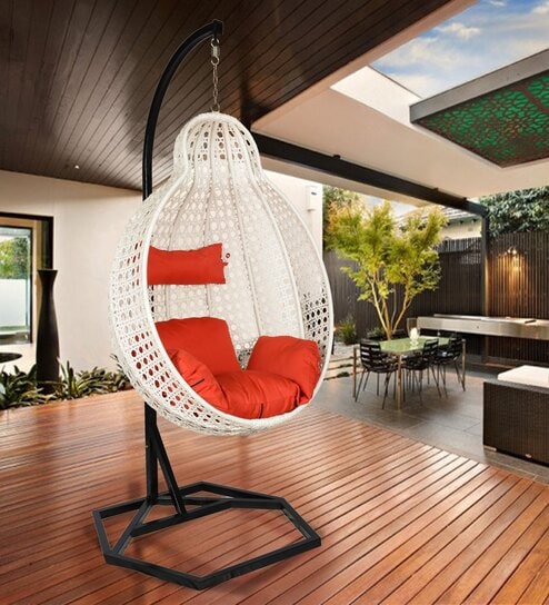 Jungfrau Wicker Swing In White Finish