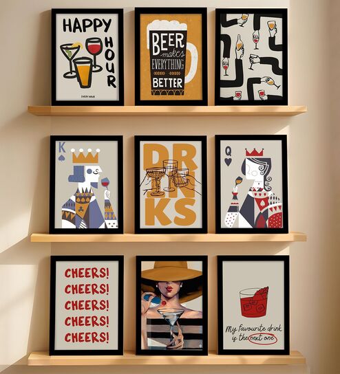 Bar & Drinks Wall Art Framed Set of 9-image-13