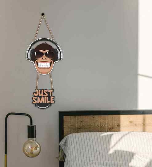 Just Smile Monkey Wooden Wall Hanging
