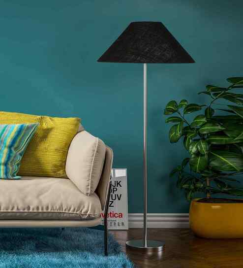 Jute Coolie Shade Floor Lamp Steel Base