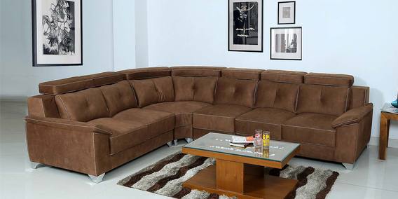 Buy Juan Adjustable C Type Six Seater Sectional Sofa In Coffee
