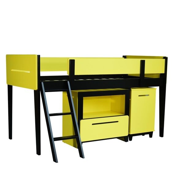Buy Juan Martin Study Loft Bed in Yellow and Black CasaCraft By