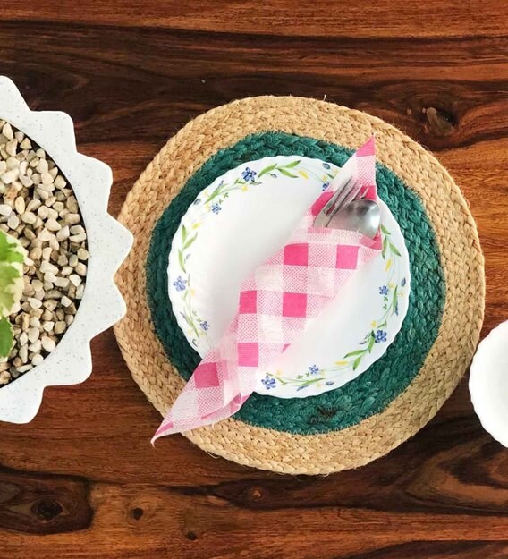 Buy Jute Green 30 CM Diameter Round Placemat (Set of 2) by Jasmey Homes