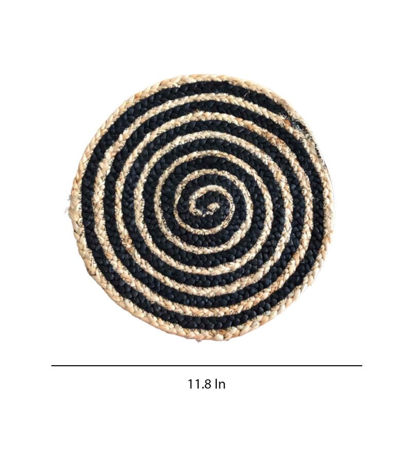 Buy Solid Black Jute 12 X 12 Inches Placemats (Set of 4) by JASMEY