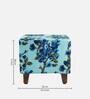 Sisak Fabric Foot Stool in With Blue Floral Print