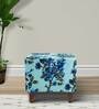 Sisak Fabric Foot Stool in With Blue Floral Print