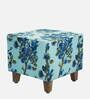 Sisak Fabric Foot Stool in With Blue Floral Print