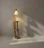 Julia Wooden Shelf Floor Lamp with Wooden Shade & Brown Base