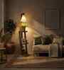 Julia Wooden Shelf Floor Lamp with Wooden Shade & Brown Base