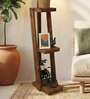 Julia Wooden Shelf Floor Lamp with Wooden Shade & Brown Base