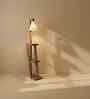 Julia Wooden Shelf Floor Lamp with Wooden Shade & Brown Base