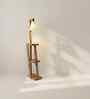 Julia Wooden Shelf Floor Lamp with Wooden Shade & Brown Base