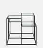 Julian Square Metal Coffee Table In Black Colour With Glass Top