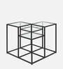 Julian Square Metal Coffee Table In Black Colour With Glass Top