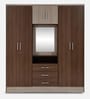 Julieta 4+ Door Wardrobe in Light Walnut Finish with Mirror