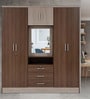 Julieta 4+ Door Wardrobe in Light Walnut Finish with Mirror
