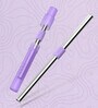 Jumbo Purple & Silver Stainless Steel (Set of 3) Pocket Straw