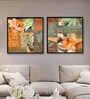 Jungle Multicolour Multicolor Canvas Framed Art Print Set of 2