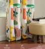Jungle Safari Buttercream Printed Polyester Curtains for Door Pack of 2
