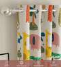 Jungle Safari Buttercream Printed Polyester Curtains for Long Door Pack of 2