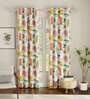 Jungle Safari Buttercream Printed Polyester Curtains for Long Door Pack of 2