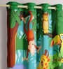 Jungle Themed Window Curtain in Green Colour
