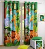Jungle Themed Window Curtain in Green Colour