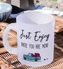 Just Enjoy Frosted White 350ml Glass Coffee Mug