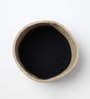 (1Pc) Black & Beige Jute Handwoven Multipurpose Planter & Storage Basket