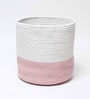 Set Of 2 Pink & White Jute Handwoven Multipurpose Planter & Storage Basket