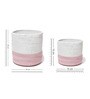Set Of 2 Pink & White Jute Handwoven Multipurpose Planter & Storage Basket
