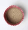 Set Of 2 Pink & Beige Jute Handwoven Multipurpose Planter & Storage Basket