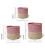 Set Of 3 Pink & Beige Jute Handwoven Multipurpose Planter & Storage Basket